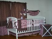 Custom Brown Pink French Chic Baby Crib Bedding
